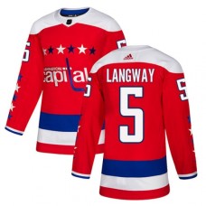 Men Adidas Washington Capitals #5 Rod Langway Authentic Red Alternate NHL Jersey