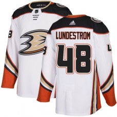 Men Adidas Anaheim Ducks #48 Isac Lundestrom Authentic White Away NHL Jersey