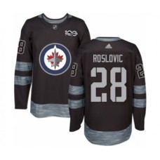 Men Adidas Winnipeg Jets #28 Jack Roslovic Authentic Black 1917-2017 100th Anniversary NHL Jersey