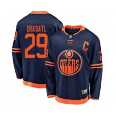 Men Edmonton Oilers #29 Leon Draisaitl Authentic Navy Blue Alternate Fanatics Branded Breakaway Hockey Stitched Jersey