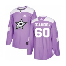 Men Adidas Dallas Stars #60 Ty Dellandrea Authentic Purple Fights Cancer Practice NHL Jersey