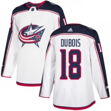 Men Adidas Columbus Blue Jackets #18 Pierre-Luc Dubois White Road Authentic Stitched NHL Jersey