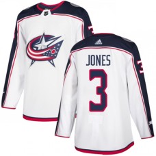 Men Adidas Columbus Blue Jackets #3 Seth Jones White Road Authentic Stitched NHL Jersey