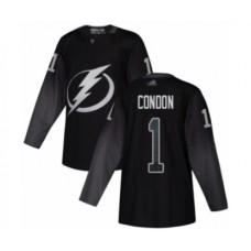 Men Tampa Bay Lightning #1 Mike Condon Authentic Black Alternate Hockey Stitched Jersey