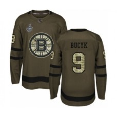 Men Boston Bruins #9 Johnny Bucyk Authentic Green Salute to Service 2019 Stanley Cup Final Bound Hockey Jersey