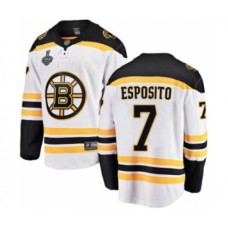 Men Boston Bruins #7 Phil Esposito Authentic White Away Fanatics Branded Breakaway 2019 Stanley Cup Final Bound Hockey Jersey