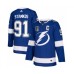 Men Tampa Bay Lightning #91 Steven Stamkos 2022 Blue Stanley Cup Final Patch Stitched Jersey