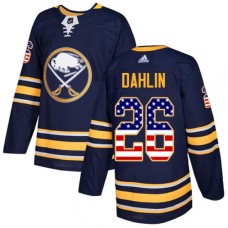 Men Adidas Buffalo Sabres #26 Rasmus Dahlin Authentic Navy Blue USA Flag Fashion NHL Jersey