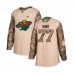 Men Minnesota Wild #77 Brad Hunt Authentic Camo Veterans Day Practice Hockey Stitched Jersey