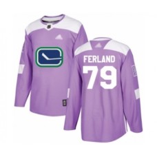 Men Vancouver Canucks #79 Michael Ferland Authentic Purple Fights Cancer Practice Hockey Stitched Jersey