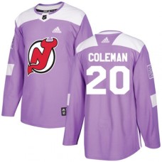 Men Adidas New Jersey Devils #20 Blake Coleman Authentic Purple Fights Cancer Practice NHL Jersey