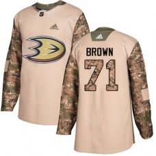 Men Adidas Anaheim Ducks #71 J.T. Brown Authentic Camo Veterans Day Practice NHL Jersey