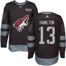 Men Adidas Arizona Coyotes #13 Freddie Hamilton Authentic Black 1917-2017 100th Anniversary NHL Jersey