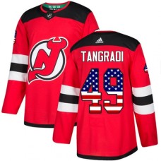 Men Adidas New Jersey Devils #49 Eric Tangradi Authentic Red USA Flag Fashion NHL Jersey