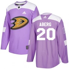 Men Adidas Anaheim Ducks #20 Pontus Aberg Purple Authentic Fights Cancer Stitched NHL Jersey