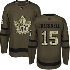 Men Adidas Toronto Maple Leafs #15 Adam Cracknell Authentic Green Salute to Service NHL Jersey