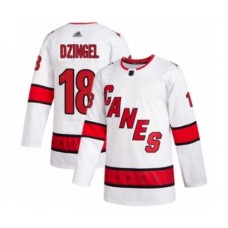 Men Carolina Hurricanes #18 Ryan Dzingel Authentic White Away Hockey Stitched Jersey