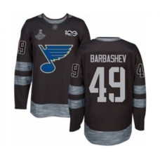 Men St. Louis Blues #49 Ivan Barbashev Authentic Black 1917-2017 100th Anniversary 2019 Stanley Cup Champions Hockey Jersey