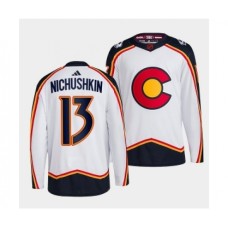 Men Colorado Avalanche #13 Valeri Nichushkin White 2022-23 Reverse Retro Stitched Jersey