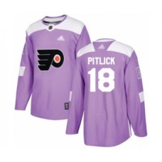 Men Philadelphia Flyers #18 Tyler Pitlick Authentic Purple Fights Cancer Practice Hockey Stitched Jersey