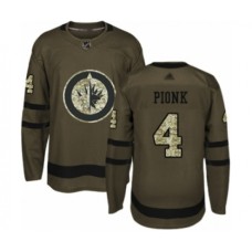 Men Winnipeg Jets #4 Neal Pionk Authentic Green Salute to Service Hockey Stitched Jersey