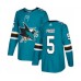 Men San Jose Sharks #5 Dalton Prout Authentic Teal Green Home Hockey Stitched Jersey