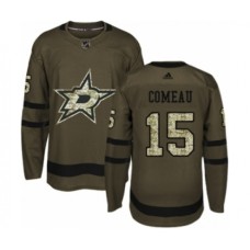 Men Adidas Dallas Stars #15 Blake Comeau Authentic Green Salute to Service NHL Jersey