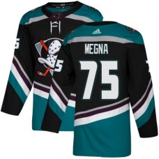 Men Adidas Anaheim Ducks #75 Jaycob Megna Authentic Black Teal Third NHL Jersey