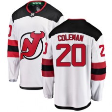 Men New Jersey Devils #20 Blake Coleman Fanatics Branded White Away Breakaway NHL Jersey