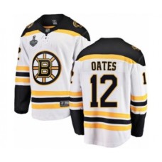 Men Boston Bruins #12 Adam Oates Authentic White Away Fanatics Branded Breakaway 2019 Stanley Cup Final Bound Hockey Jersey