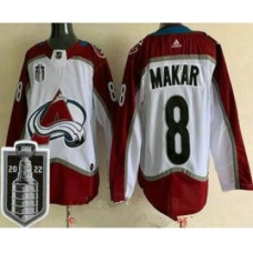 Men Colorado Avalanche #8 Cale Makar White 2022 Stanley Cup Stitched Jersey