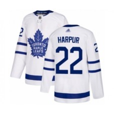 Men Toronto Maple Leafs #22 Ben Harpur Authentic White Away Hockey Stitched Jersey