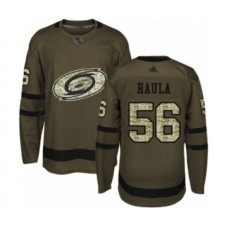 Men Carolina Hurricanes #56 Erik Haula Authentic Green Salute to Service Hockey Stitched Jersey