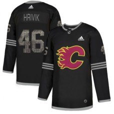 Men Adidas Calgary Flames #46 Marek Hrivik Black Authentic Classic Stitched NHL Jersey