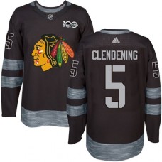 Men Adidas Chicago Blackhawks #5 Adam Clendening Authentic Black 1917-2017 100th Anniversary NHL Jersey