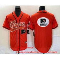 Men Nike Philadelphia Flyers Orange Team Big Logo Cool Base Stitched Baseball Jersey