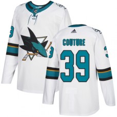 Men Adidas San Jose Sharks #39 Logan Couture White Road Authentic Stitched NHL Jersey