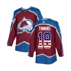 Men Adidas Colorado Avalanche #18 Conor Timmins Authentic Burgundy Red USA Flag Fashion NHL Jersey