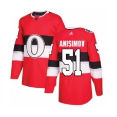 Men Ottawa Senators #51 Artem Anisimov Authentic Red 2017 100 Classic Hockey Stitched Jersey