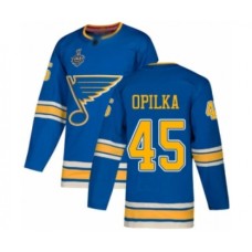 Men St. Louis Blues #45 Luke Opilka Authentic Navy Blue Alternate 2019 Stanley Cup Final Bound Hockey Jersey