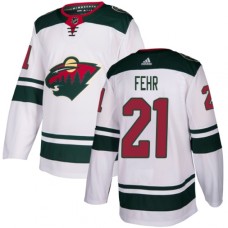 Men Adidas Minnesota Wild #21 Eric Fehr Authentic White Away NHL Jersey