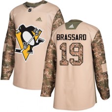 Men Adidas Pittsburgh Penguins #19 Derick Brassard Authentic Camo Veterans Day Practice NHL Jersey