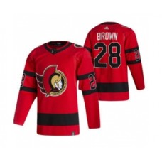 Men Ottawa Senators #28 Connor Brown Red 2020-21 Reverse Retro Alternate Hockey Stitched Jersey