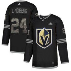 Men Adidas Vegas Golden Knights #24 Oscar Lindberg Black Authentic Classic Stitched NHL Jersey