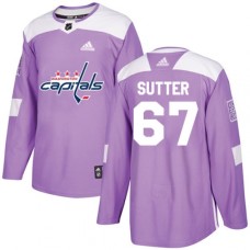 Men Adidas Washington Capitals #67 Riley Sutter Authentic Purple Fights Cancer Practice NHL Jersey