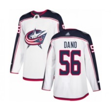 Men Columbus Blue Jackets #56 Marko Dano Authentic White Away Hockey Stitched Jersey