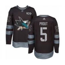 Men San Jose Sharks #5 Dalton Prout Authentic Black 1917-2017 100th Anniversary Hockey Stitched Jersey