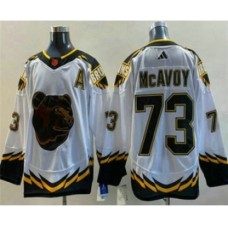 Men Boston Bruins #73 Charlie McAvoy White 2022 Reverse Retro Stitched Jersey