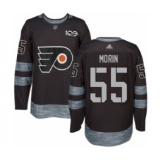 Men Philadelphia Flyers #55 Samuel Morin Authentic Black 1917-2017 100th Anniversary Hockey Stitched Jersey