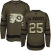 Men Adidas Philadelphia Flyers #25 James Van Riemsdyk Authentic Green Salute to Service NHL Jersey